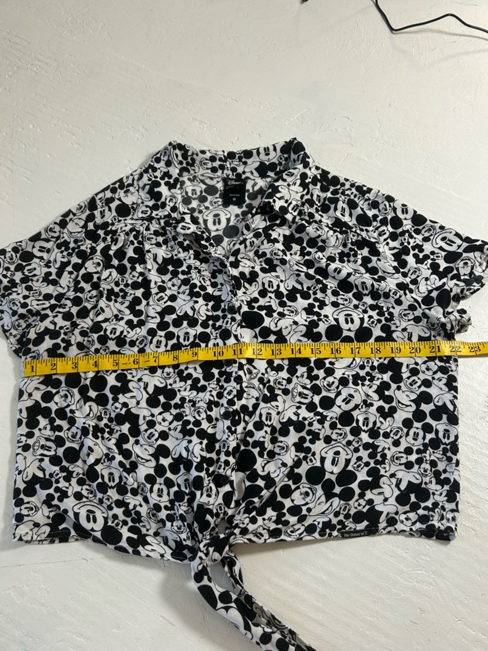 Her Universe Black and White Mickey Mouse Tie-Front Button Down - Picture 4 of 10